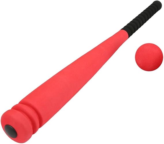 Kids Foam Baseball Bat, Soft Sponge Wiffle Ball Bat, with Non-Slip Grip, for Toddler Practice, Safe Lightweight Indoor Outdoor Training Toy, for Boys Girls, Red/Blue/Yellow(red)