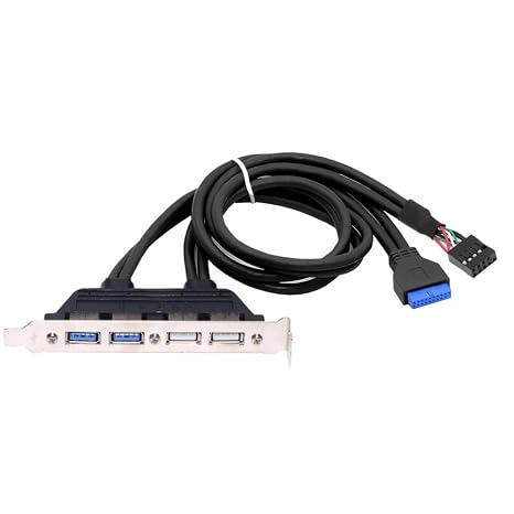 CY Cable Internal Four USB2.0 & USB 3.0 Female Mount Panel to Motherboard 9pin 19pin 20pin Baffle Cable with PCI Bracket 50cm