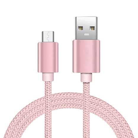 Braided USB Cable Charging Cord/Charger Power Lead Wire Compatible with Samsung Galaxy Folder 2 SM-G1600 / Rose Gold / (3m / 9.9ft)