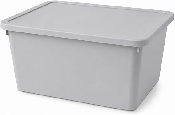 Orret Home 20 Litre Kapaklı Plastik Depolama Kutusu Organizer Kutu Çok Amaçlı Düzenleyici Saklama Kutusu Ev İçi Dolap İçi Oyuncak Kıyafet Banyo Mutfak Organizer Kutusu (Açık Gri)