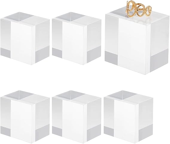 OLYCRAFT 6Pcs Clear Acrylic Cube 4x4x3cm Acrylic Square Display Blocks Square Clear Polished Acrylics Display Cube Displays Block for Ring Jewelry Showcase Holder Base