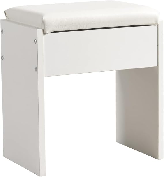 Mondeer Dressing Table Stool, White Soft Padded Vanity Stool