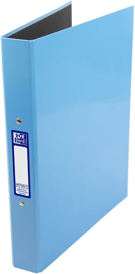 Oxford Premium A4 Ring Binder, Light Blue Single Folder, 25mm Capacity, Laminated Paper on Board