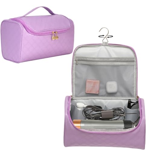 shark flex style case - premium leather travel bag for dyson airwrap & shark hair dryer airwrap, waterproof & easy to clean with 360 soft padding, lightweight hair tools travel bag Purple