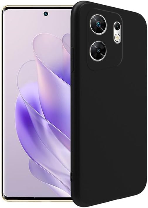 Infinix Zero 30 4G用シリコンケース、シルキーソフトタッチフルボディ保護ケース、マイクロファイバー裏地付き耐衝撃バンパー保護カバーブラック