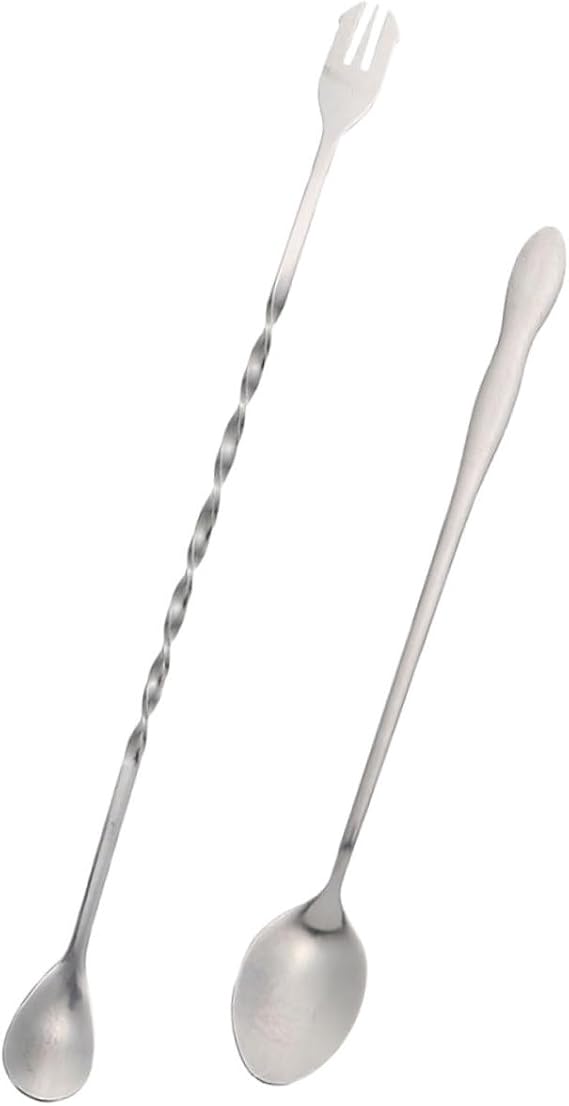 2pcs Stainless Steel Stirring Rods Cocktail Sticks for Drinks Reusable and Cold Heat-Resistant Bar Tools Suitable for Mixing Cocktails and Coffee Silver
