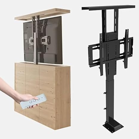 Motorised TV Bracket, Telescopic Lift Stand, 360° Rotation Hidden TV Lift System for Seamless Cabinet Integration