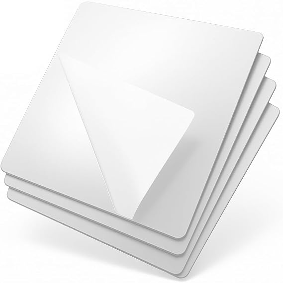 4 Adet Kendinden Yapışkanlı Pleksi Ayna Levha, Kırılmaz Akrilik Duvar Aynası, Dekoratif ve Modern Yapıştırmalı Panel, Hafif Parlak Pleksi Duvar Dekoru, Ev ve Ofis (4, Silver, 20x20)