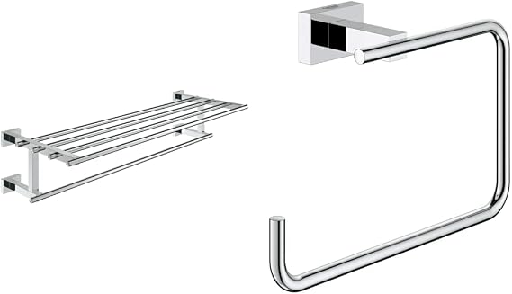 GROHE Essentials Cube | Accessoires Bath - Multi-Badetuchhalter |chrom |40512001 & 40510001 Essentials Cube Handtuchring, Chrome