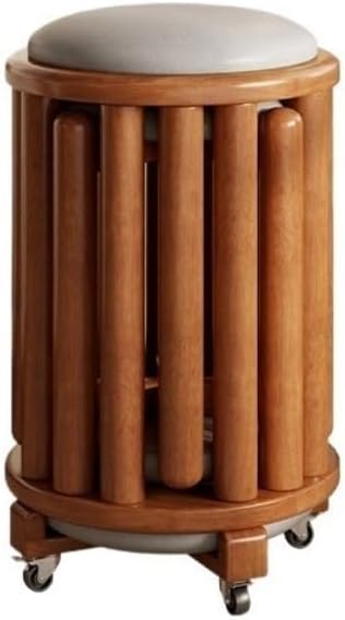 4-in-1 Stackable Upholstered Stools Set with Swivel Casters - Round Nesting Stools & End Table for Living Room, Dining, and Pub Use - Durable & Space-Saving (4 Pieces)