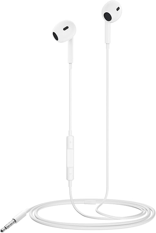 ANKA Earphones Headphones Wired,Ultra Clear Calls & no Noise- Earphones 3.5mm Jack, in-Ear Earbuds with Mic,Compatible with iPhone/Pad/Android/Laptop/PC White