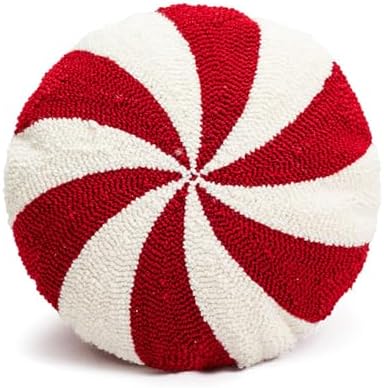 Christmas Candy Cane Throw Pillows Red White Christmas Decorations Cute Fluffy Plush Pillows Winter Home Decor Couch Bed Living Room (Spiral Lollipop,One Size)