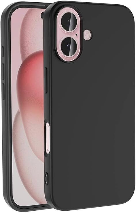 MADNOVA iPhone 16 İle Uyumlu Lansman Kılıf İnce Sıvı Silikon 3 Katmanlı Tam Kaplamalı Yumuşak Jel Kauçuk Telefon Kılıfı (siyah)