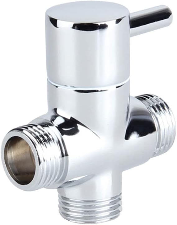 Shower Diverter Valve Replacement, 3 Way T-Adapter Shut-Off Valve for Shower Head Arm Diverter, G1/2 Male Inlet x G1/2 & G3/4 Outlet