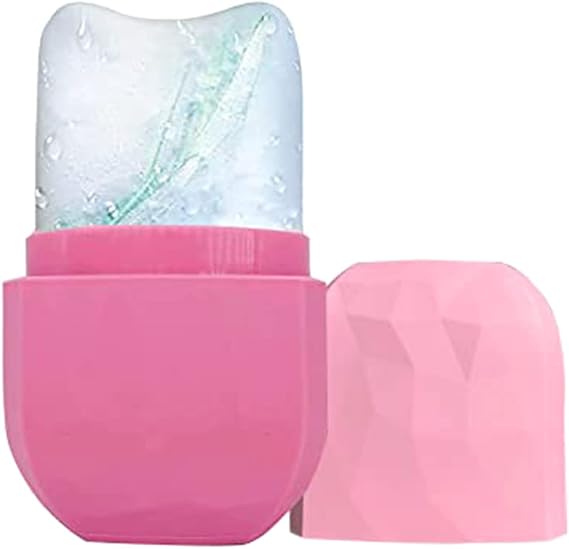 Ice Roller for Face Eyes,Reusable Silicone Facial Treatment Gua Sha Facial Massager Beauty Ice Mold Remove Fine Lines,Shrink Pores,Reduce Acne and Lubricate Tighten Skin(Pink)
