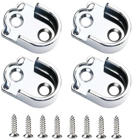 4-Pack Wardrobe Rail Brackets with Screws, Curtain Rod Holders, U Shaped Wardrobe Rail Support for Wardrobe Shower Bathroom Kitchen