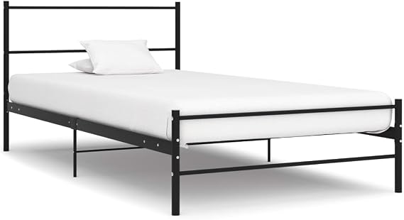 vidaXL Bed Frame without Mattress Black Metal 90x200 cm