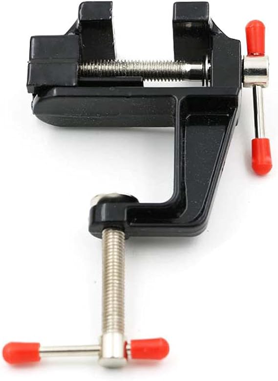 Mini Table Bench Vice Clamp for Jewelry Model Making DIY Repairs Modelling Painting and Crafting-Black (Aluminum Alloy)