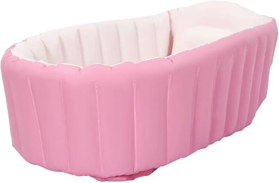 Inflatable Bath Classic Outdoor Tub with Inflator Pump, Inflatable Bathtub Toddler for Shower, Portable Travel(Pink)