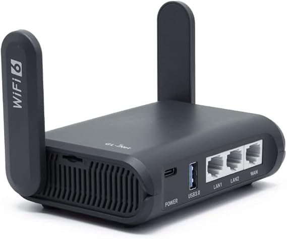 GL.iNet GL-AXT1800 Slate AX Travel Router, Wi-Fi 6, 1800Mbps, OpenWrt