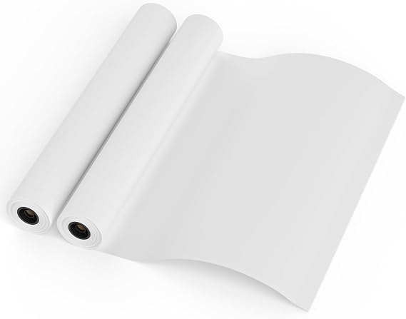 2 Roll Plotter Paper, 610mm X 50M 80gsm 2 inch Core, Universal Inkjet Roll for CAD Drawings/Engineering Plans/GIS Maps/Architectural Designs