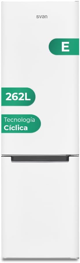 Svan Combi Refrigerator 2 Doors White SC185502E. Capacity 262 Litres, No Frost, Multi AirFlow, Reversible Door, Low Sound, Energy Efficiency Class E [Energy Class E]