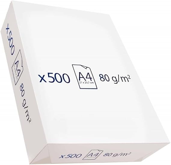 Pack of A4 80 g White Multipurpose Paper for Copier and Multifunction Printer, Pack of 500 Sheets White DIN A4 School and Office Supplies (Package Image May Vary)