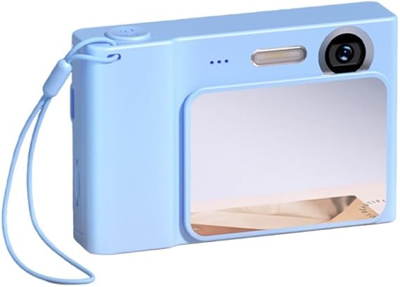 Compact 48MP 4K Digital Camera with Dual Lens for Students and Travel ABS Body Pocket Size 6x12x3cm White(Blue)