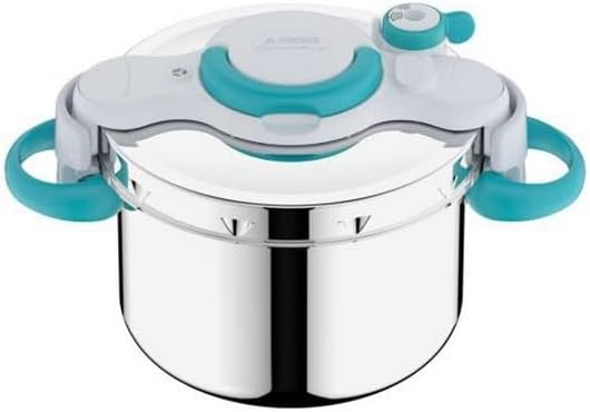 Seb ClipsoMinut'easy+ 7.5 L+ Stainless Steel Pressure Cooker Book 100 Recipes, Induction Pressure Cooker, Folding Handles, Easy to Use, Made in France P4904816, Stainless Steel