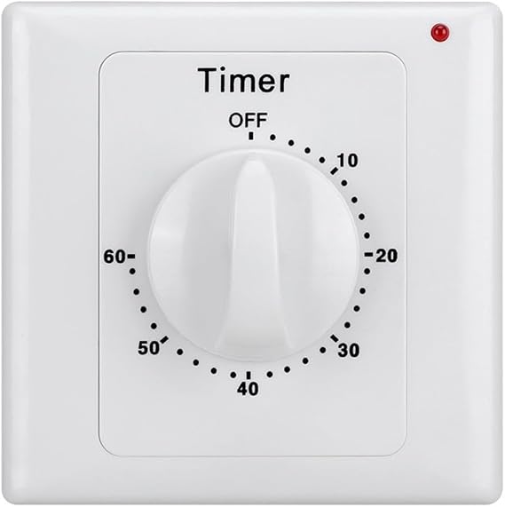 White AC 100-240V Mechanical and Electronic Countdown Timer Switch Socket, Precise Control for Household Appliances, Water Pumps, Heaters, Fans, Indicator Light(60 minutes)