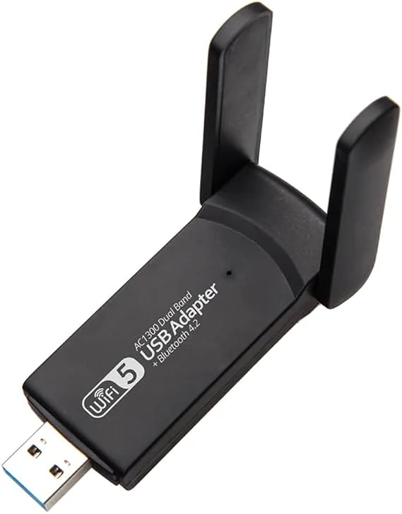 Coverzone Wireless Adaptör Wifi Ağ Kartı Masaüstü Bilgisayar Pc ile Uyumlu 2,4G 5G Destekler 1300Mbps Usb 3.0 Dual Band Usb Adapter 2,4Ghz-5,82Ghz AC1300