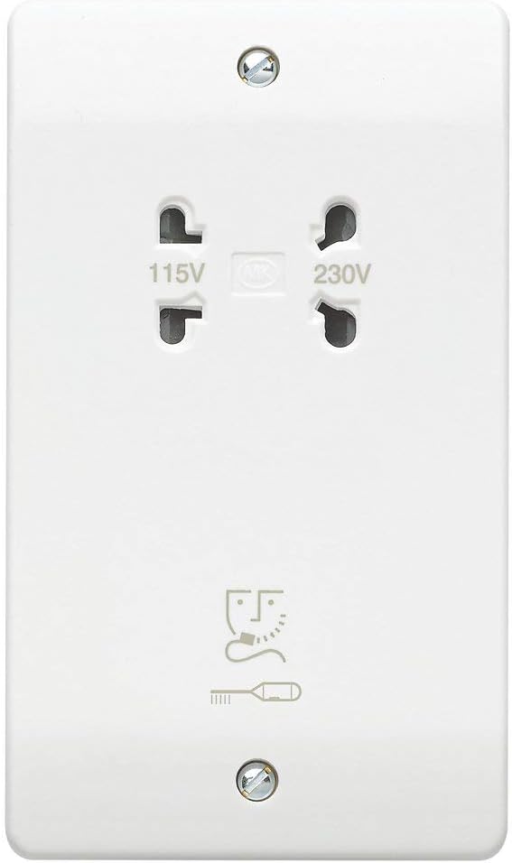 MK Logic Plus 2-Gang Dual Voltage Shaver Socket 115 / 230V White