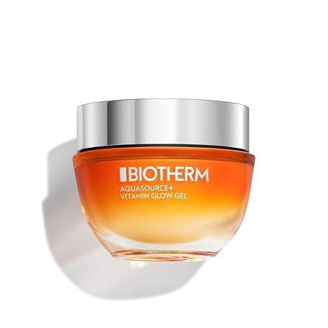 Biotherm Aquasource+ Vitamina Glow Gel hidratante con 2500 mg de vitamina B3, astaxantina y plancton Biotech, para una piel radiante y pura y uniforme