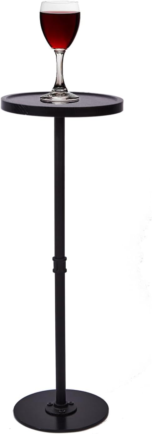 Round Small Side Table for Living Room, Tall End Tables, Black