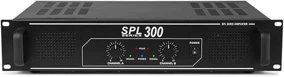 Skytec SPL-300 2-Channel Power Amplifier – Stereo Class D Amplifier 300W for Home Audio, HiFi Speaker Systems, Rack Mount PA & DJ Setups with RCA Input