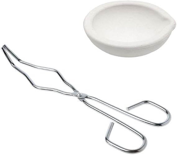 Melting Dishes Ceramic Casting Torch 58mm (100g) High Temperature Quartz Silica Crucibles with 25cm Crucible Tong for Jewelry, Gold, Silver
