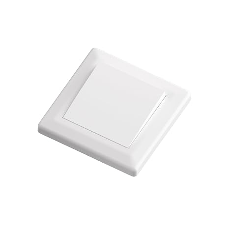 Euro Classic Flush-Mounted Light Switch, 1-Pin Off Switch, Rocker Switch On/Off, 16A/250V, White, with Frame, Wall Light Switch for Indoor, Living and Office Spaces