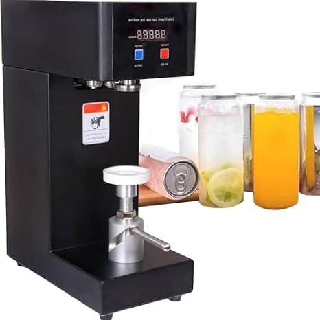 Automatic Can Sealer Machine, 180W Electric Drink Sealing Machine with Counter LCD Display, Glass Plastic Tin Can Cup Sealing for Commercial Use