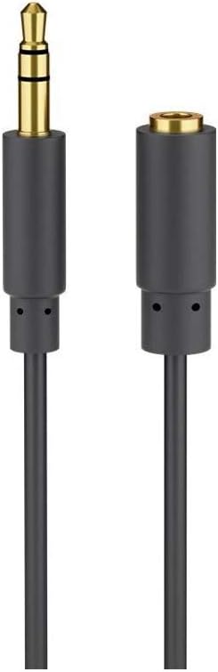 Goobay 97111 Headphone and Audio AUX Extension Cable, 3.5 mm, 3-Pin, Slim, 0.5 m Cable Length