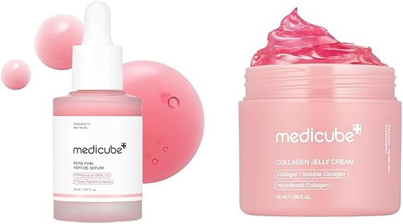 medicube Duo for Pink, Plump and Soft Skin: Serum With Pink Peptide Salmon Dna Pdrn, Collagen Gelatin Cream
