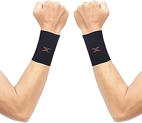 Thx4COPPER Compression Wrist Sleeve-Copper Infused Wrist Support for Men &Women-Improve Circulation and Recovery 1 Pair,Black,M (Pack of 2)