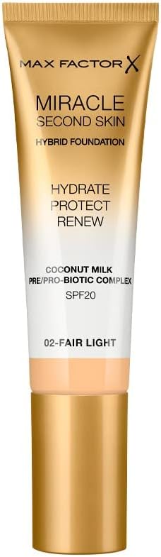 Max Factor Miracle Second Skin Hydrating Foundation, Fair-Light - 30 ml