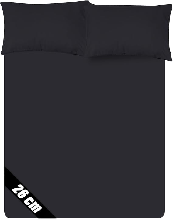 Sunshine Comforts Microfiber 4FT Fitted Sheets Breathable, Anti Wrinkle 26cm Deep Pocket Black Bedding & Linen 122 X 190 CM Small Double Fitted Sheet 3/4 Bed Sheets Fitted