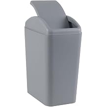 4.2 Gallon Compact Plastic Bathroom Trash Can, Swing Kitchen Garbage Bin(Gray)