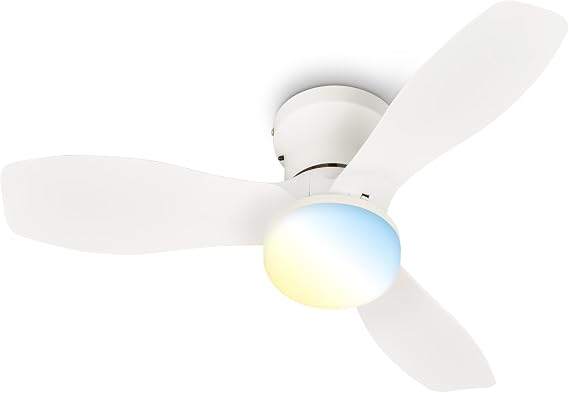 BRILONER - LED Ceiling Light with Fan, Remote Control, Quiet DC Motor with 3 Speeds, Adjustable CCT and Dimmable Lighting, Removable Blades, LED Fan, Ceiling Fans, Living Room, 60x19 cm, White [Energy Class F]