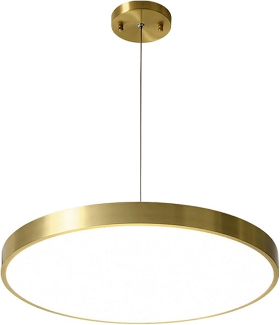 Modern Minimalist Hanging Light Fixture, Creative Disc-Shaped Pendant Lamp, LED 26w Chandelier, Copper+Acrylic Ceiling Lights For Balcony Living Room Decorative Lighting