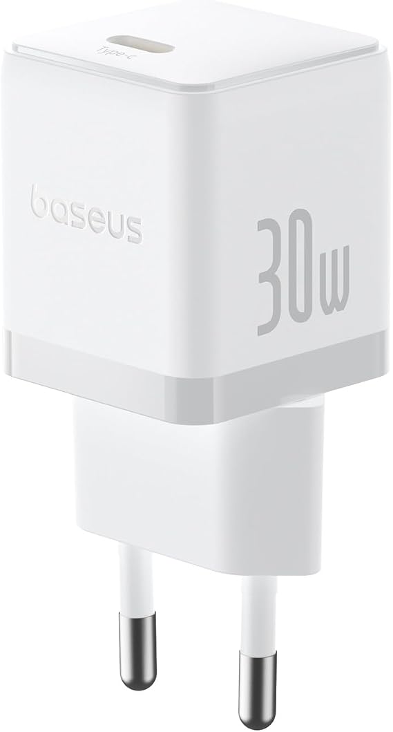 Baseus 30W Hızlı Şarj Cihazı, Palm 1C USB-C Duvar Adaptörü, BCT Soğutma Teknolojisi ve Akıllı Çip Koruması, Kompakt Şarj Başlığı, Samsung ve iPhone Uyumlu, Beyaz