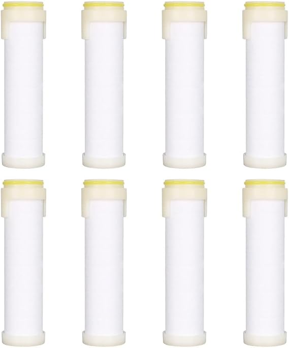Hand Shower Replacement Filter, 8 Pcs PP Cotton Shower Head Filters, 9.5 x 2.5 cm, Cotton Filter for Hard Water, Removes Chlorine and Substances