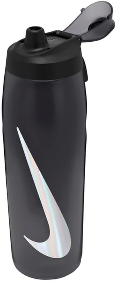 Nike Refuel Bottle Locking Lid 32oz 946 ml Water Bottle Sports Bottle Training Fitness Leakproof, Anthracite/Black/Silver Iridescent