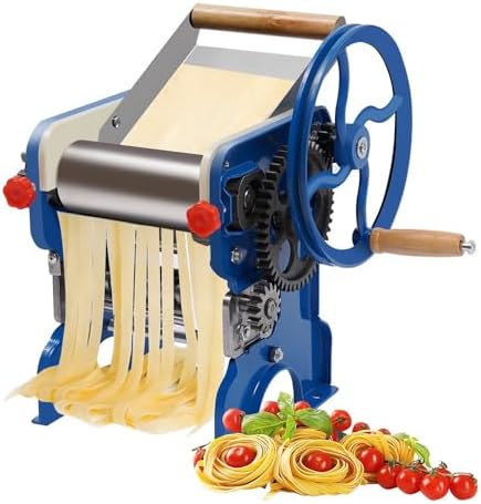 Pasta Maker Machine - Manual Hand Crank Noodle Roller with Cutting Blade for Spaghetti, Fettuccine, Lasagna & Dumpling Skins